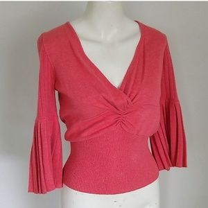 Catherine Malandrino v-neck Bell sleeve red sweate